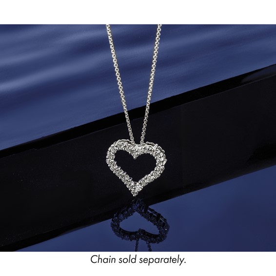 14k White Gold 1ct Lab Grown Diamond VS+ F+ Comp Heart Chain Slide - Image 2