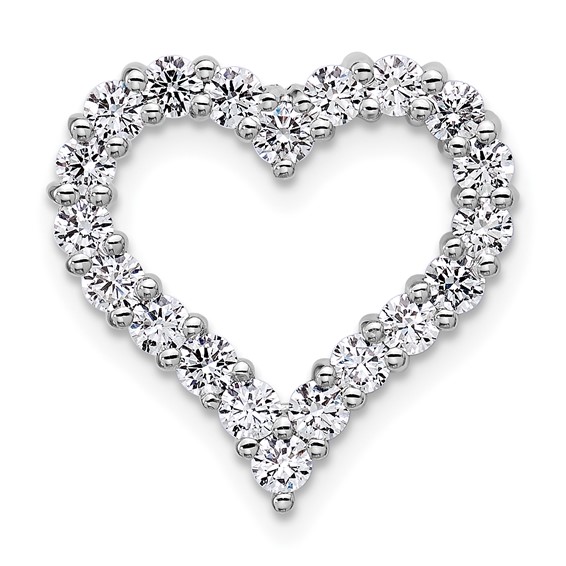 14k White Gold 1ct Lab Grown Diamond VS+ F+ Comp Heart Chain Slide