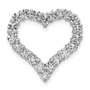 14k White Gold 1 1/2ct Lab Grown Diamond VS+ F+ Comp Heart Chain Slide