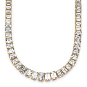 14k 29 1/6ct Cert Lab Grown Dia VS+ F+ 17in Emerald Grad Tennis Necklace