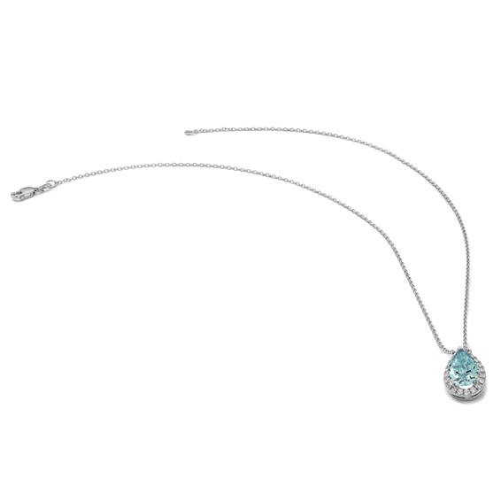 14kw 1/4 ct Lab Grown Dia VS/SI+ G+ & Cr Paraiba 18in Pendant Necklace - Image 6