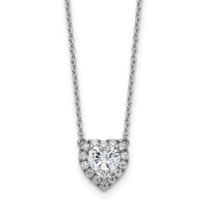 14kw 1 1/5ct Lab Grown Dia VS/SI+ G+ Comp 16 in Halo Heart Necklace