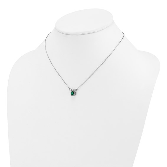 14kw 1/2ct Lab Grown Dia VS/SI+ G+ & Cr Emerald Comp 3 Stone 16in Necklace - Image 3