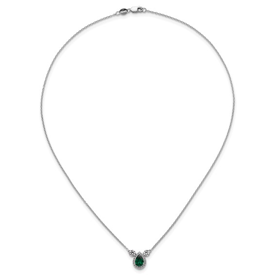 14kw 1/2ct Lab Grown Dia VS/SI+ G+ & Cr Emerald Comp 3 Stone 16in Necklace - Image 4