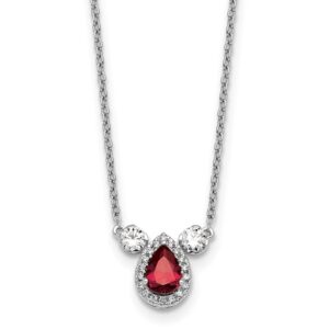 14kw 1/2ct Lab Grown Dia VS/SI+ G+ & Cr Ruby Comp 3 Stone 16in Necklace