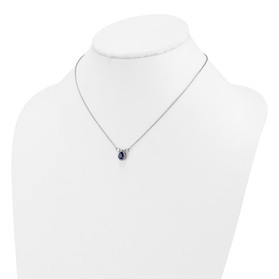 14kw 1/2ct Lab Grown Dia VS/SI+ G+ & Cr Sapp Comp 3 Stone 16in Necklace - Image 3