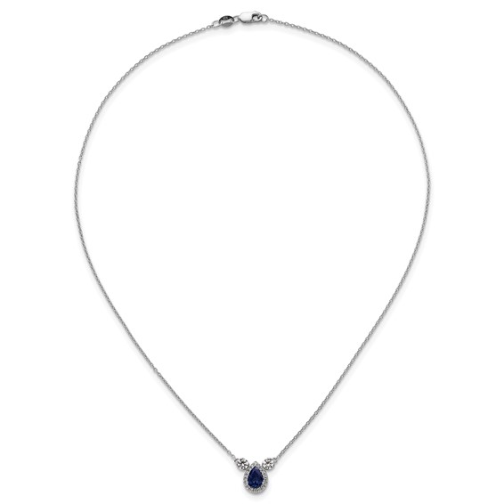 14kw 1/2ct Lab Grown Dia VS/SI+ G+ & Cr Sapp Comp 3 Stone 16in Necklace - Image 4