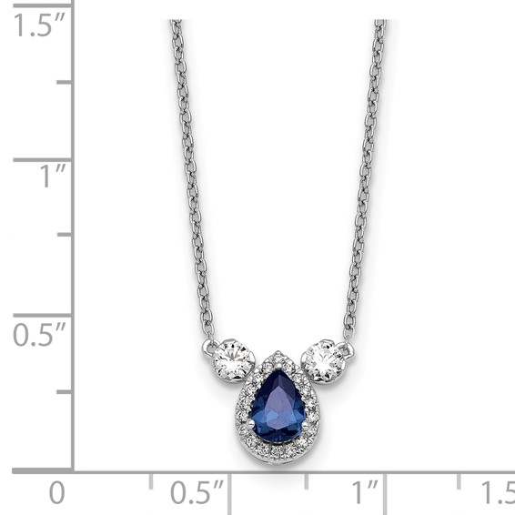 14kw 1/2ct Lab Grown Dia VS/SI+ G+ & Cr Sapp Comp 3 Stone 16in Necklace - Image 5
