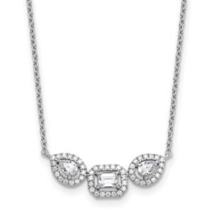 14kw 3/4ct Lab Grown Diamond VS+ F+ Comp 18in 3 Stone Necklace