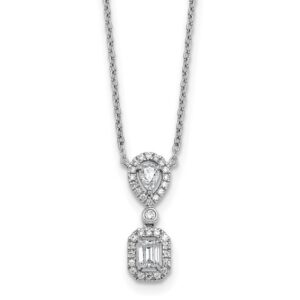 14kw 1/2ct Lab Grown Diamond VS+ F+ Comp 18in Halo Dangle Necklace