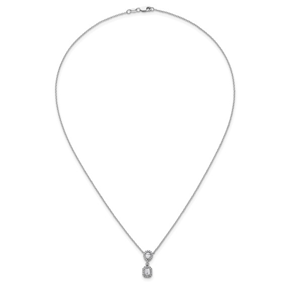 14kw 1/2ct Lab Grown Diamond VS+ F+ Comp 18in Halo Dangle Necklace - Image 4