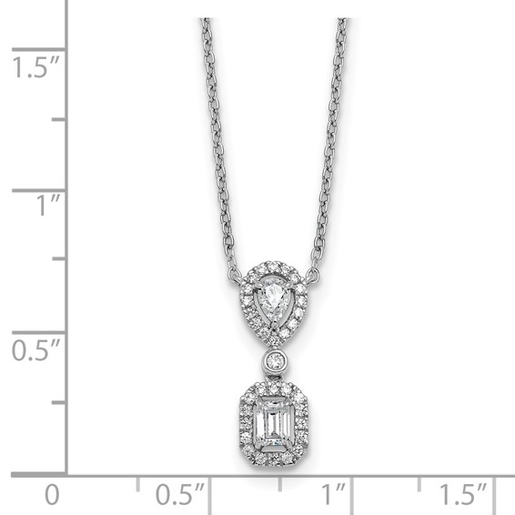 14kw 1/2ct Lab Grown Diamond VS+ F+ Comp 18in Halo Dangle Necklace - Image 5