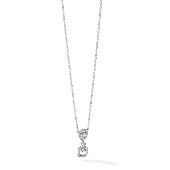 14kw 1/2ct Lab Grown Diamond VS+ F+ Comp 18in Halo Dangle Necklace - Image 6