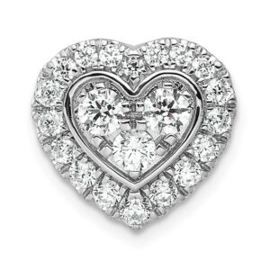 14kw 7/8ct Lab Grown Dia VS/SI+ G+ Comp Halo Heart Chain Slide Pendant