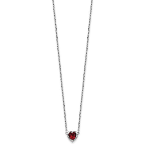 14kw 1/10ct Lab Grown Diamond VS+ F+ & Ruby Comp 18in Heart Necklace - Image 2