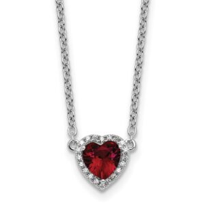 14kw 1/10ct Lab Grown Diamond VS+ F+ & Ruby Comp 18in Heart Necklace