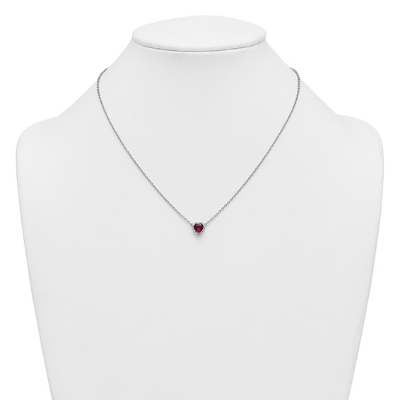 14kw 1/10ct Lab Grown Diamond VS+ F+ & Ruby Comp 18in Heart Necklace - Image 3