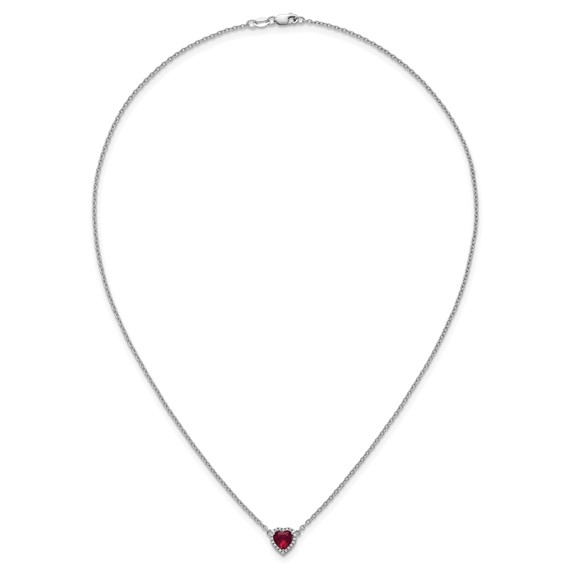 14kw 1/10ct Lab Grown Diamond VS+ F+ & Ruby Comp 18in Heart Necklace - Image 4