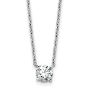 14kw 3/4ct Lab Grown Dia VS+ F+ Comp 4 Prong 18in Solitaire Necklace