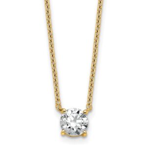 14k 3/4ct Lab Grown Dia VS+ F+ Round Comp 4 Prong 18in Solitaire Necklace