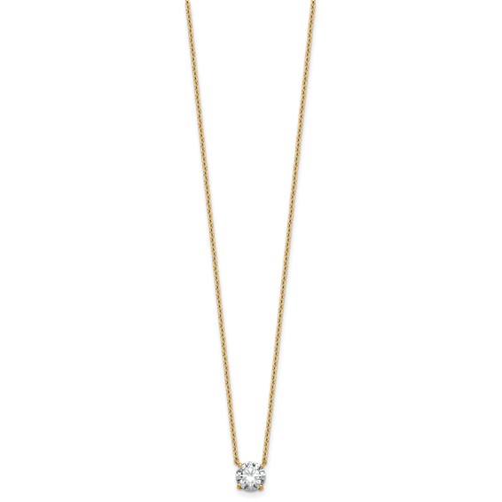 14k 1ct Lab Grown Dia VS+ F+ Round Comp 4 Prong 18in Solitaire Necklace - Image 2