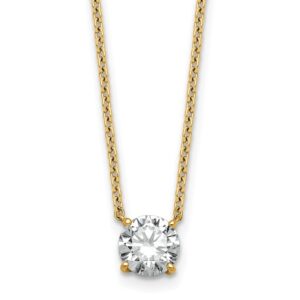 14k 1ct Lab Grown Dia VS+ F+ Round Comp 4 Prong 18in Solitaire Necklace