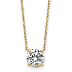 14k 2ct Lab Grown Dia VS+ F+ Round Comp 4 Prong 18in Solitaire Necklace