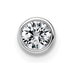 14k White Gold 1/4ct Lab Grown Dia VS+ F+ Round Comp Bezel Set Chain Slide