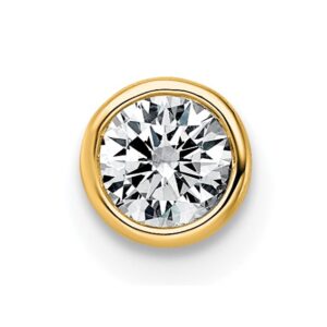 14k 1/4ct Lab Grown Dia VS+ F+ Round Comp Bezel Set Chain Slide Pendant