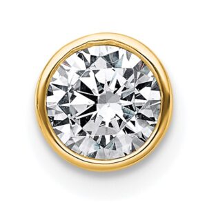 14k 3/8ct Lab Grown Dia VS+ F+ Round Comp Bezel Set Chain Slide Pendant