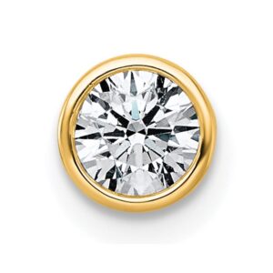 14k 5/8ct Lab Grown Dia VS+ F+ Round Comp Bezel Set Chain Slide Pendant