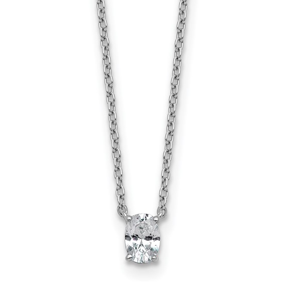 14kw 1/4ct Lab Grown Dia VS+ F+ Oval Comp 18in 4 Prong Pendant Necklace