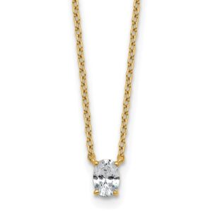 14k 1/4ct Lab Grown Dia VS+ F+ Oval Comp 18in 4 Prong Pendant Necklace