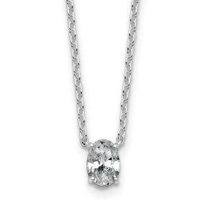 14kw 1/2ct Lab Grown Dia VS+ F+ Oval Comp 18in 4 Prong Pendant Necklace