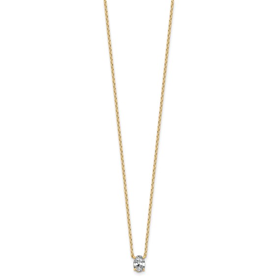 14k 1/2ct Lab Grown Dia VS+ F+ Oval Comp 18in 4 Prong Pendant Necklace - Image 2