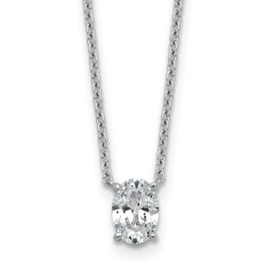 14k White Gold 3/4ct Lab Grown Dia VS+ F+ Oval Comp 18in Pendant Necklace