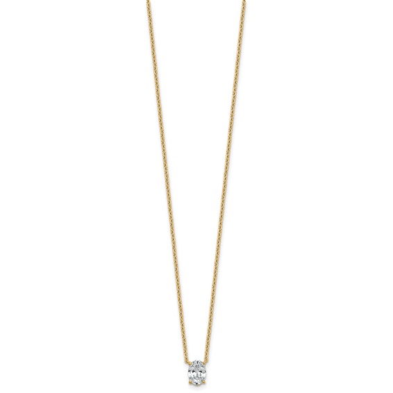 14k 3/4ct Lab Grown Dia VS+ F+ Oval Complete 18in Pendant Necklace - Image 2