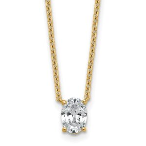 14k 3/4ct Lab Grown Dia VS+ F+ Oval Complete 18in Pendant Necklace
