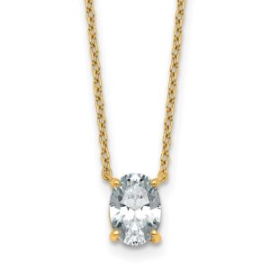 14k 1ct Cert Lab Grown Diamond VS+ F+ Oval Comp 18in Pendant Necklace