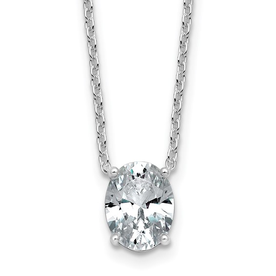 14kw 1 1/2ct Lab Grown Dia VS+ F+ Oval Comp 18in Pendant Necklace