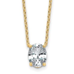 14k 1 1/2ct Lab Grown Dia VS+ F+ Oval Comp 18in Pendant Necklace