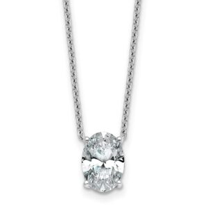 14kw 2ct Lab Grown Diamond VS+ F+ Oval Comp 18in Pendant Necklace