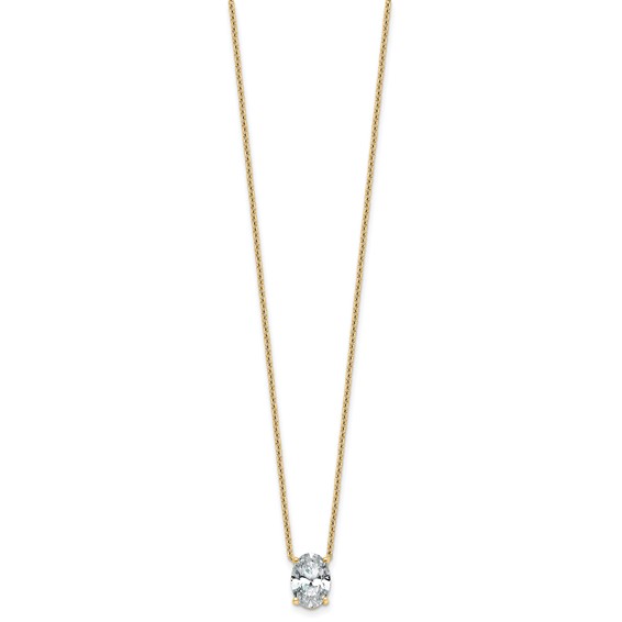 14k 2ct Lab Grown Diamond VS+ F+ Oval Comp 18in Pendant Necklace - Image 2