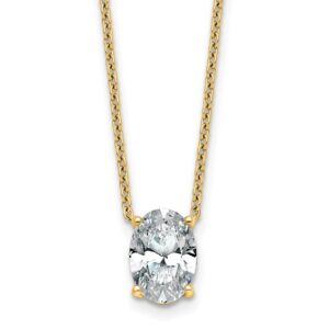 14k 2ct Lab Grown Diamond VS+ F+ Oval Comp 18in Pendant Necklace