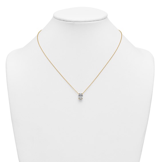 14k 2ct Lab Grown Diamond VS+ F+ Oval Comp 18in Pendant Necklace - Image 3