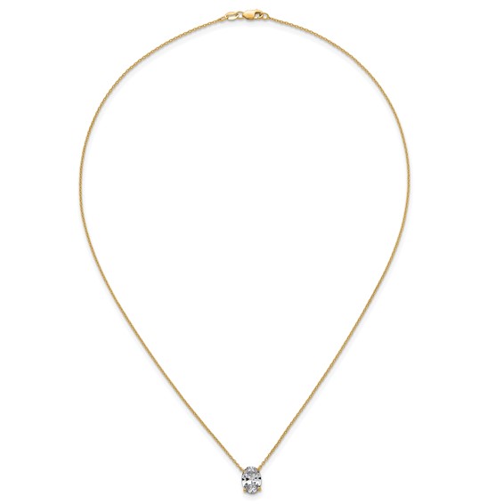 14k 2ct Lab Grown Diamond VS+ F+ Oval Comp 18in Pendant Necklace - Image 4