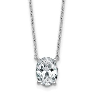 14kw 2 1/2ct Lab Grown Dia VS+ F+ Oval Comp 18in Pendant Necklace