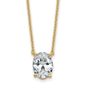 14k 2 1/2ct Lab Grown Diamond VS+ F+ Oval Comp 18in Pendant Necklace