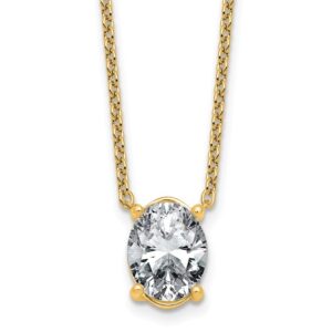 14k 3ct Lab Grown Diamond VS+ F+ Oval Comp 18in Pendant Necklace