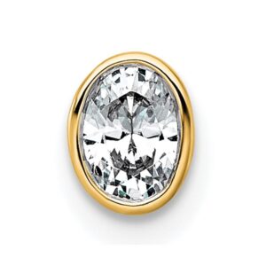 14k 1/4ct Lab Grown Dia VS+ F+ Oval Comp Bezel Set Chain Slide Pendant